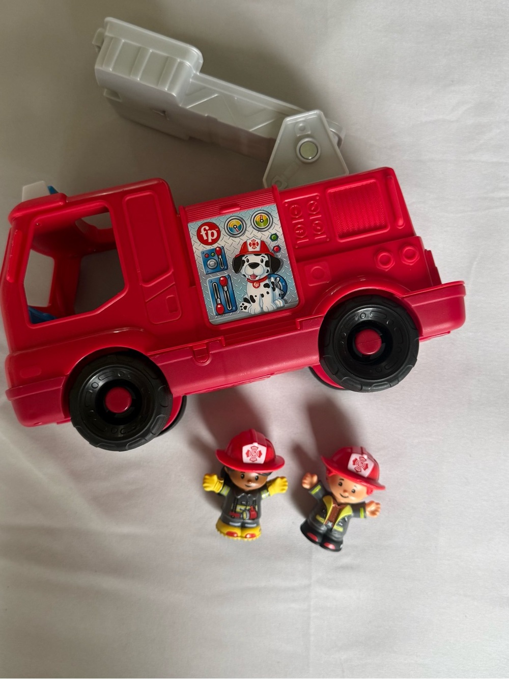Fisher-Price Red and Black Toy Fire Truck with Two Firefighter Figures